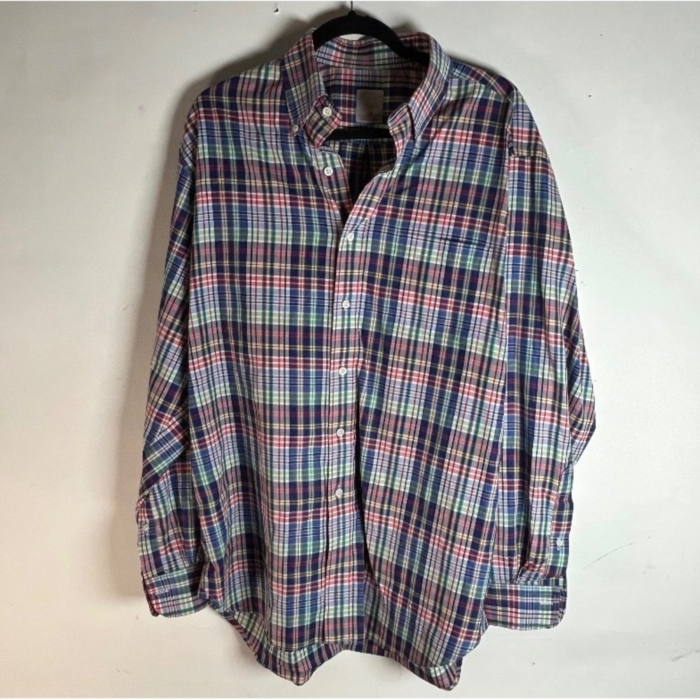 Brooks Brothers Golden Fleece Mens Large Plaid Egyptian Cotton Shirt Made in USA